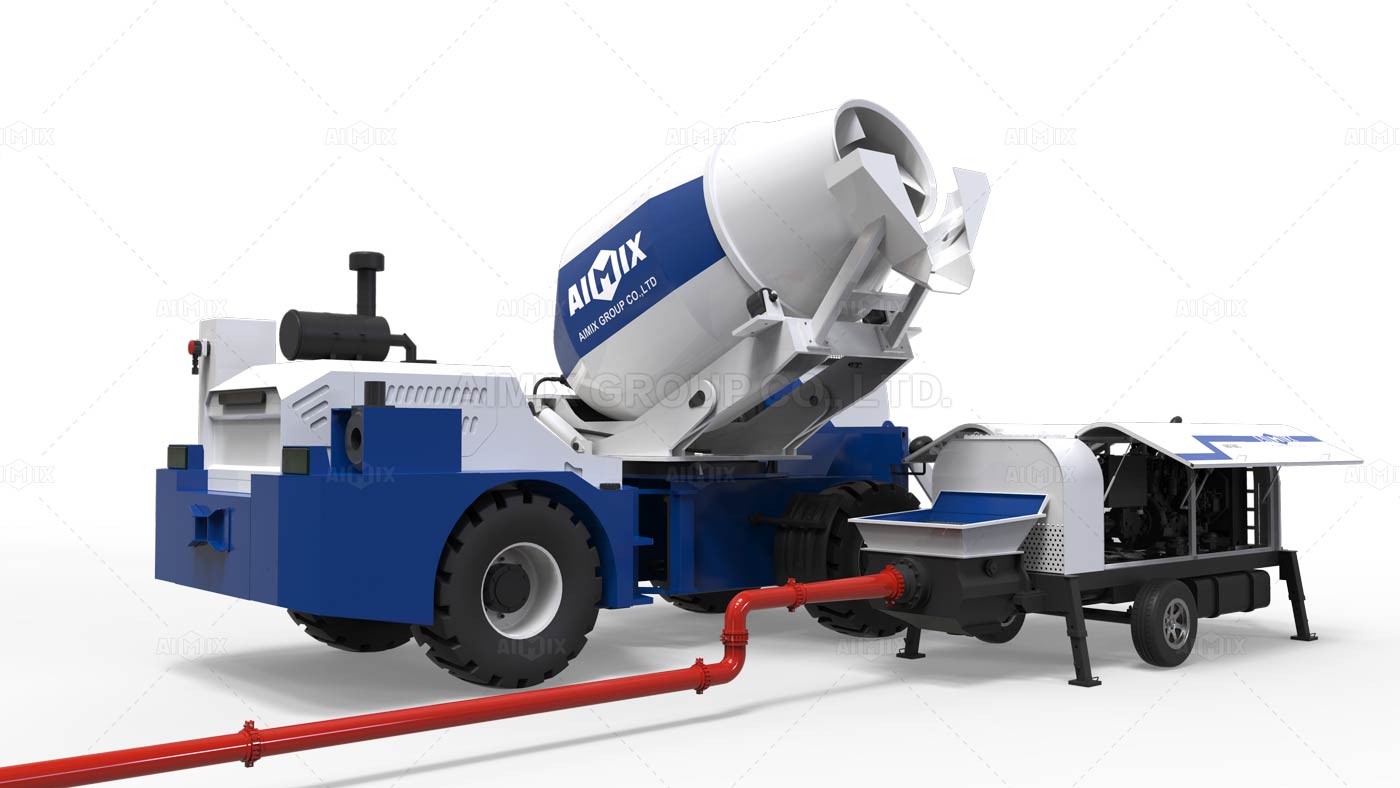 the working of the concrete pump and self loading mixer